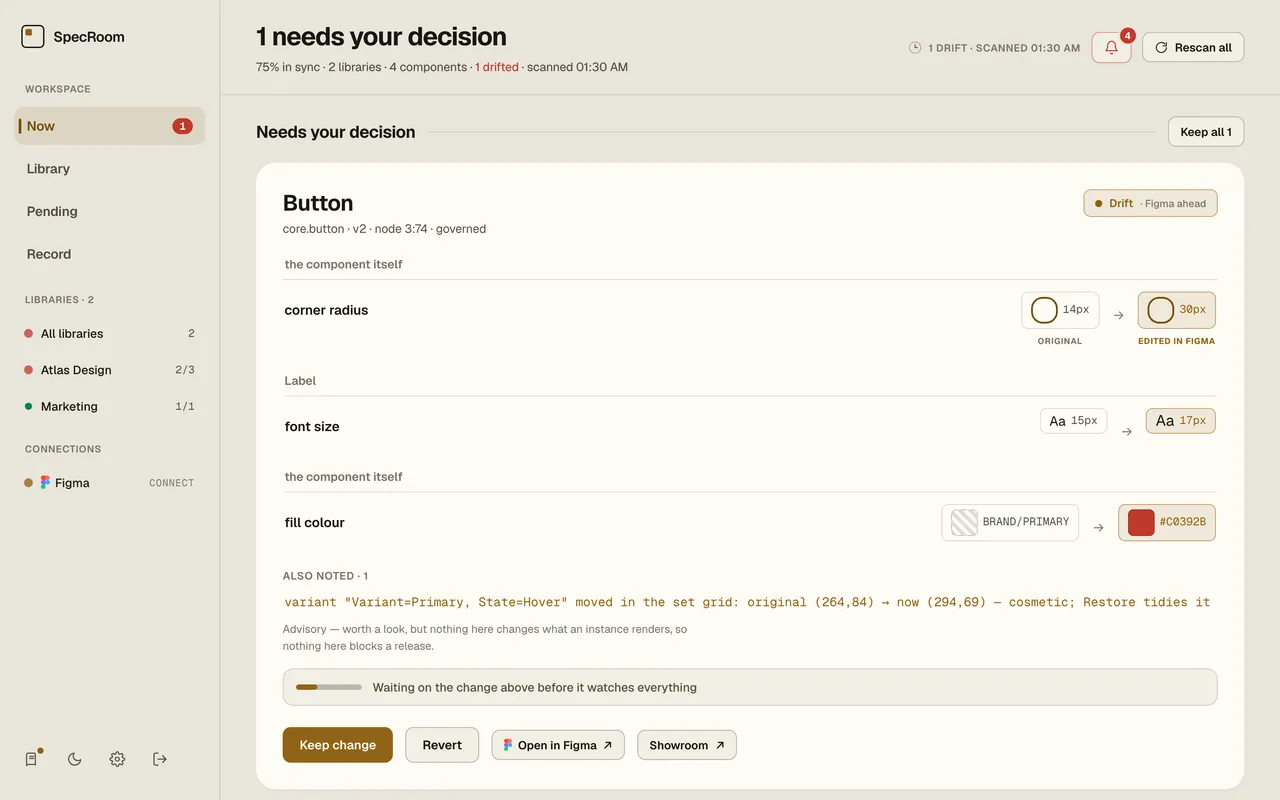 SpecRoom &mdash; One screen that says what needs deciding